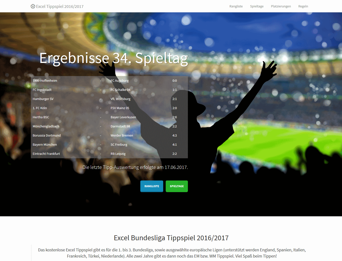 HTML Rangliste Excel Bundesliga Tippspiel