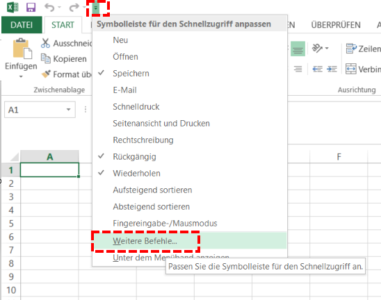 Excel Symbolleiste Schnellzugriff