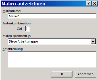 Makro aufzneichnen Einstellungen