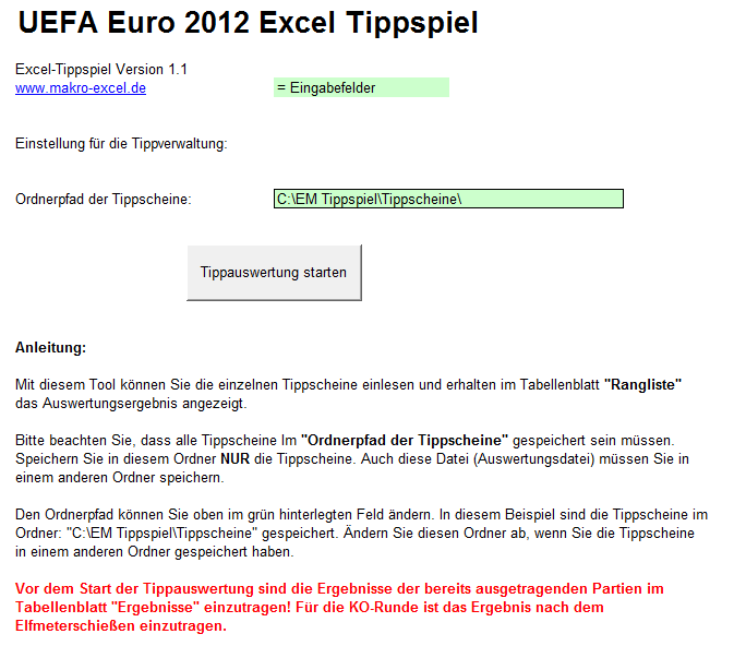 Screenshot UEFA Euro 2012 Tippauswertung