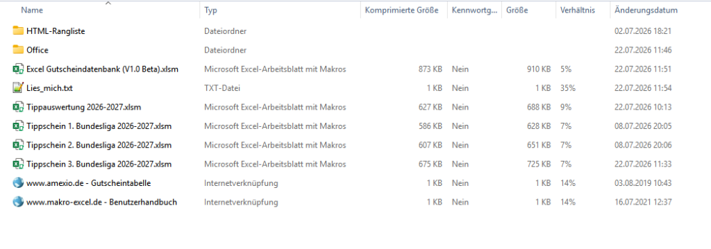 Downloadpaket Excel Bundesliga-Tippspiel
