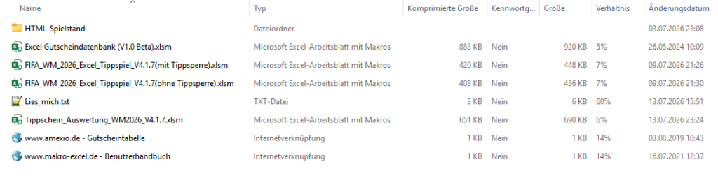 Downloadpaket Excel WM-Tippspiel