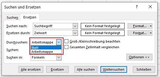 Excel VBA suchen ersetzen