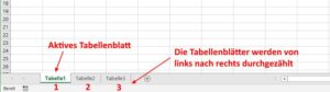 Anordnung der Tabellenblätter